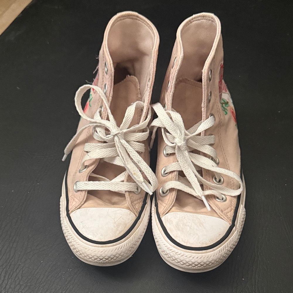 Pink High-Top Sneakers with Mushroom Embroidery - Picture 2 of 5